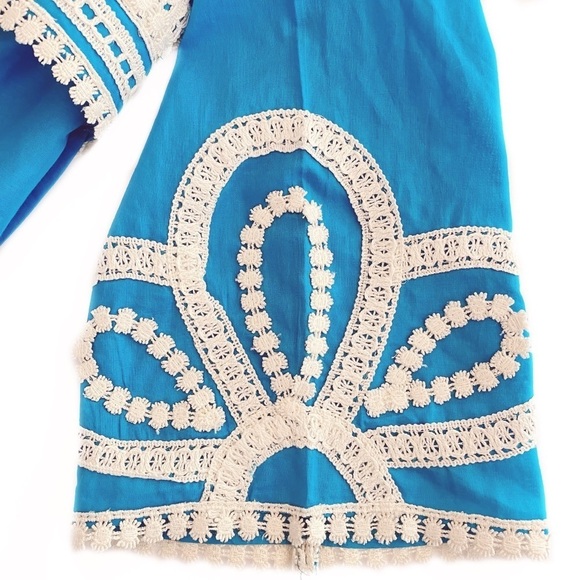 J Crew Turquoise Embroider Tunic Kaftan Shirt XS - Picture 3 of 3